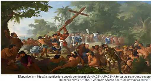 Disponível em https://artsandculture.google.com/asset/eleva%C3%A7%C3%A3o-da-cruz-em-porto-seguro-ba-pedro-peres/IQEp8KIEVRduUw. Acesso em 24 de novembro de 2021.